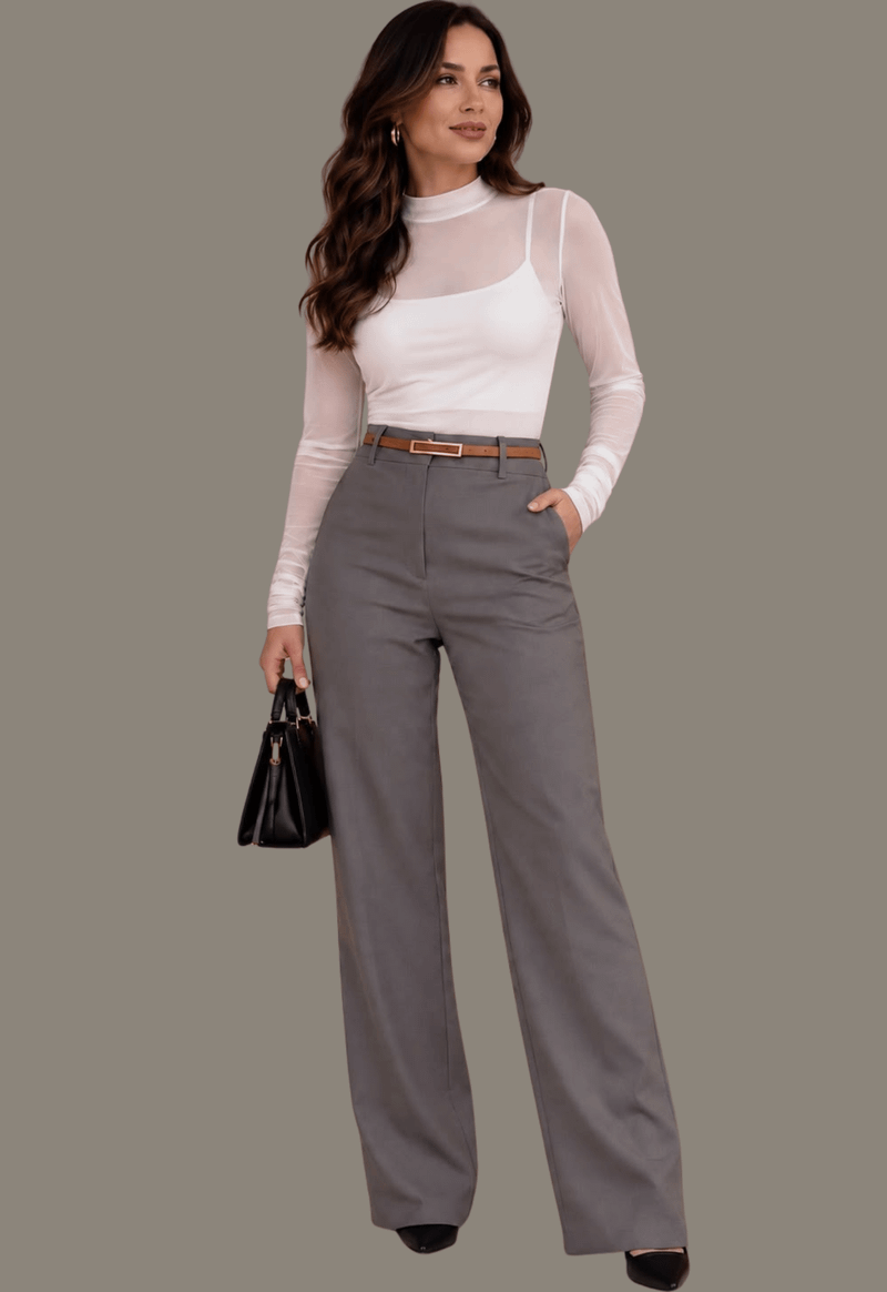 Calça feminina pantalona SeJ | Cinza