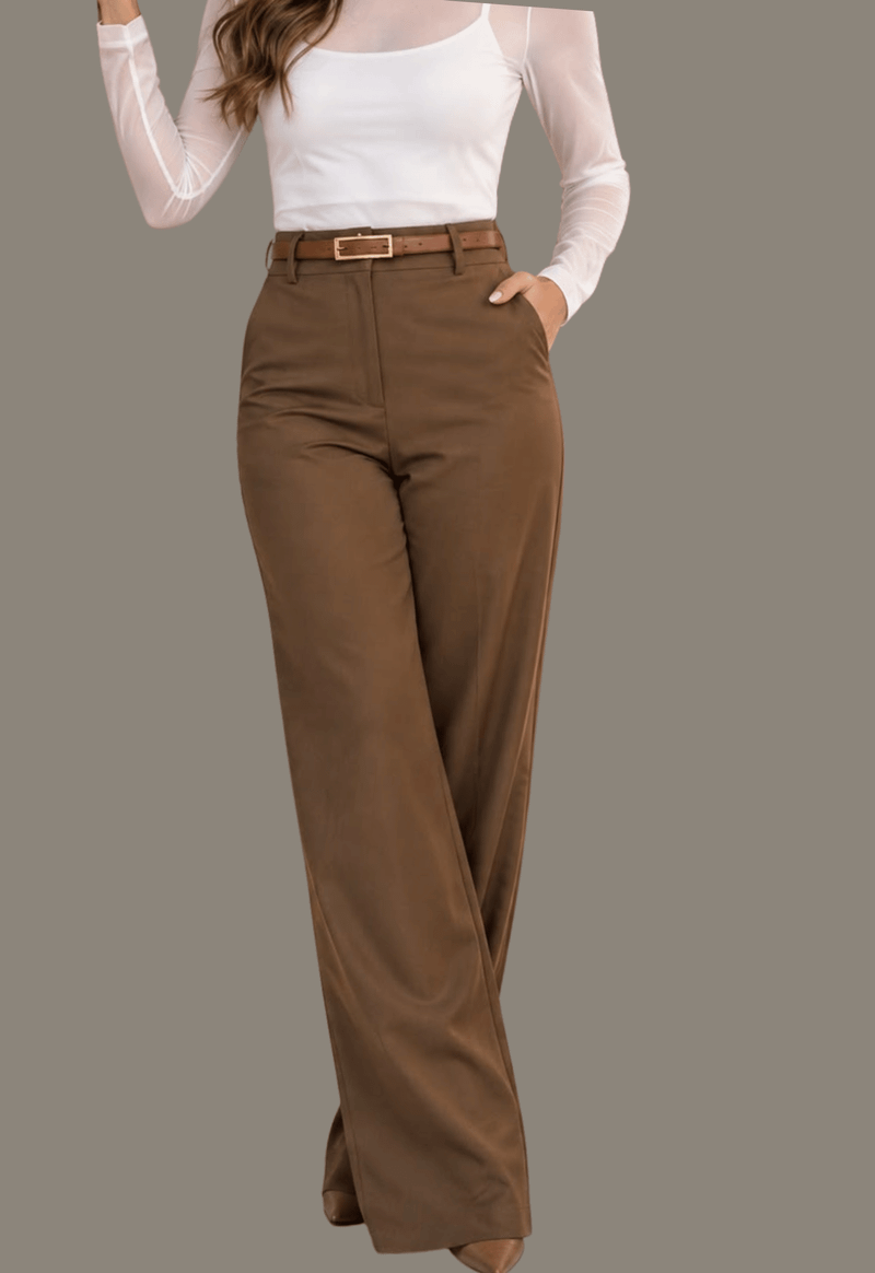 Calça feminina pantalona SeJ | Marrom