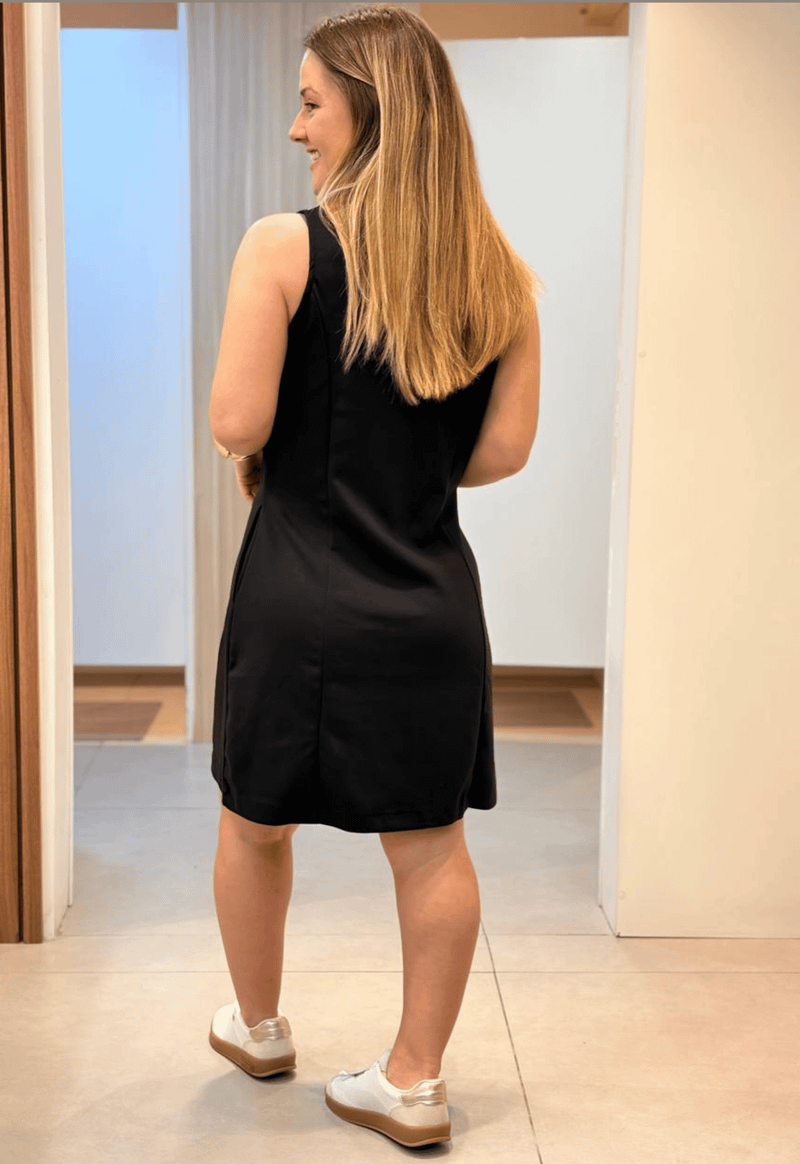 Vestido curto polo sem manga 184915 Marialícia | preto