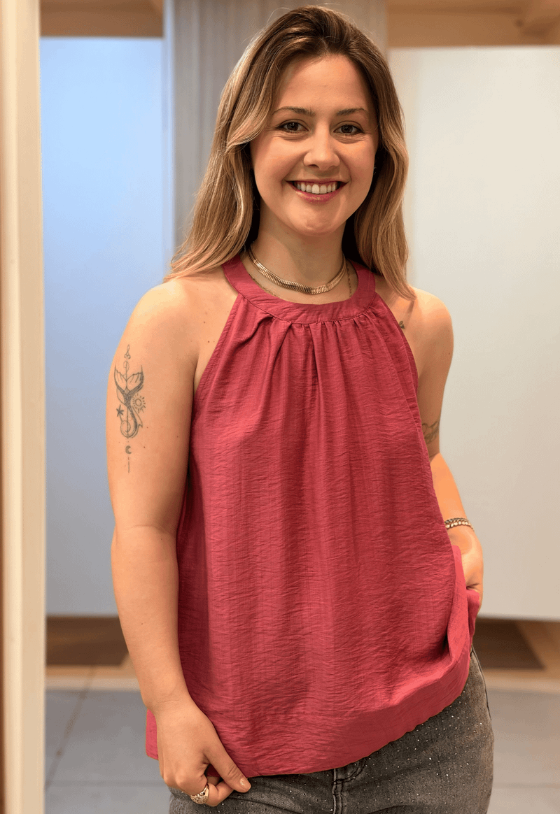 Blusa halter neck com detalhe franzido 120025 Style box | rosa