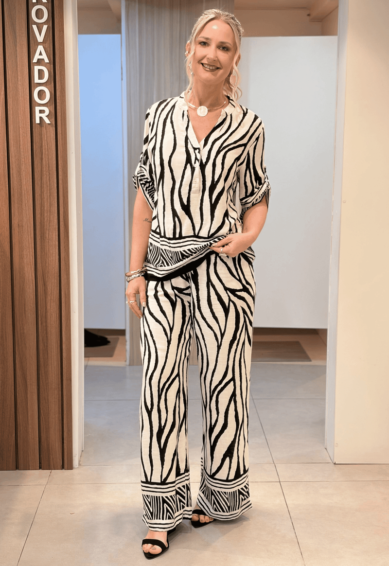  Calça pantalona zebra 290120 Facinelli | preto