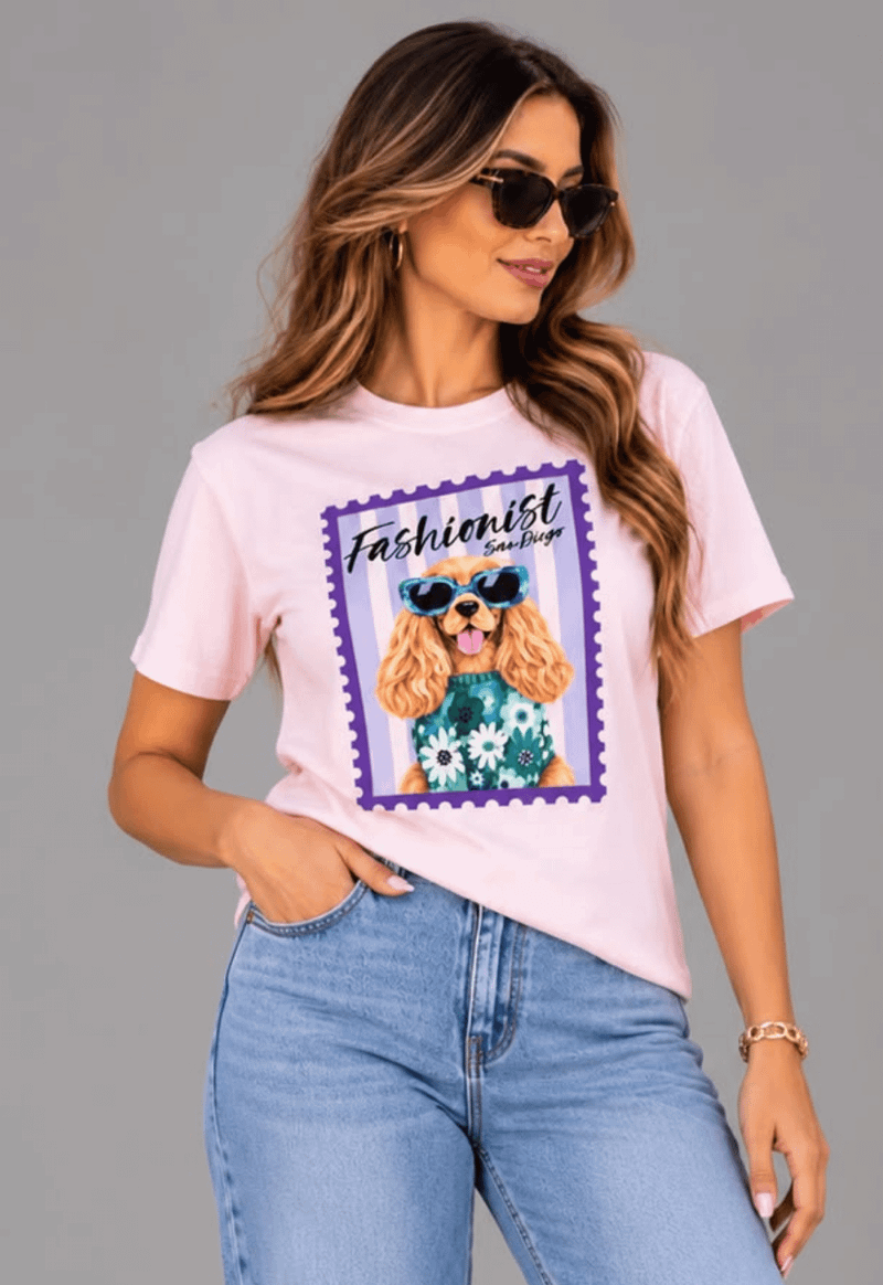 T-shirt dog fashionist San diego | rosa 