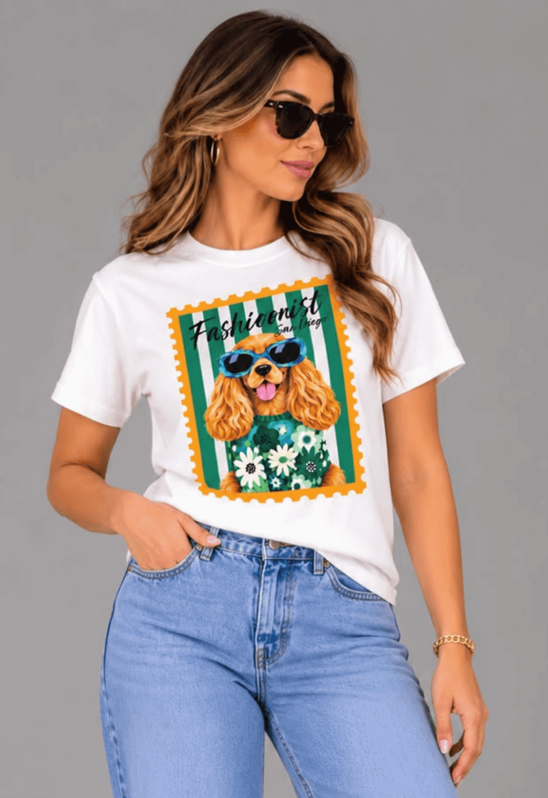 T-shirt dog fashionist San diego | branco 