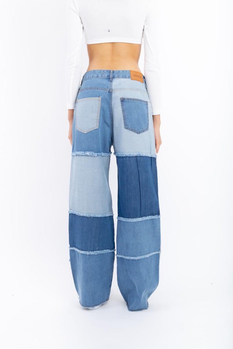 Calça Jeans Anticool Pantalona Patchwork