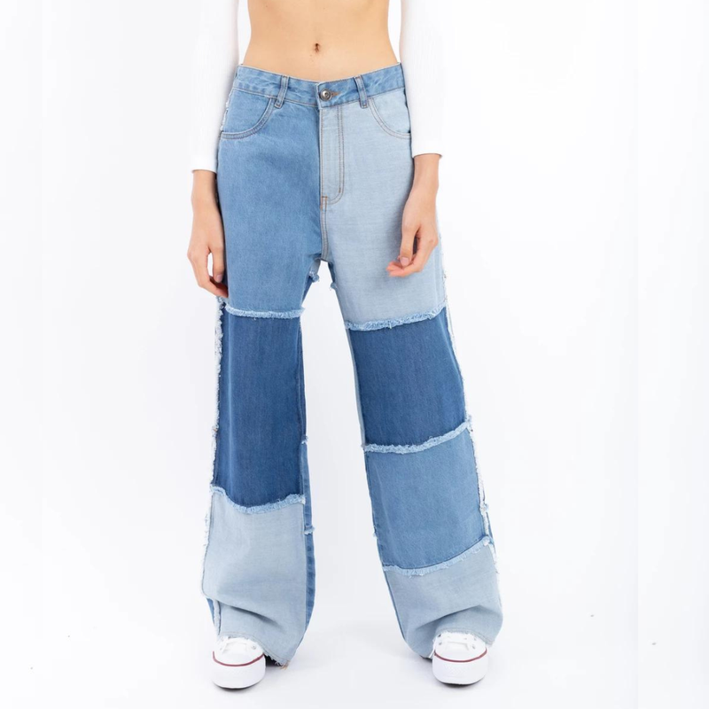 Calça Jeans Anticool Pantalona Patchwork