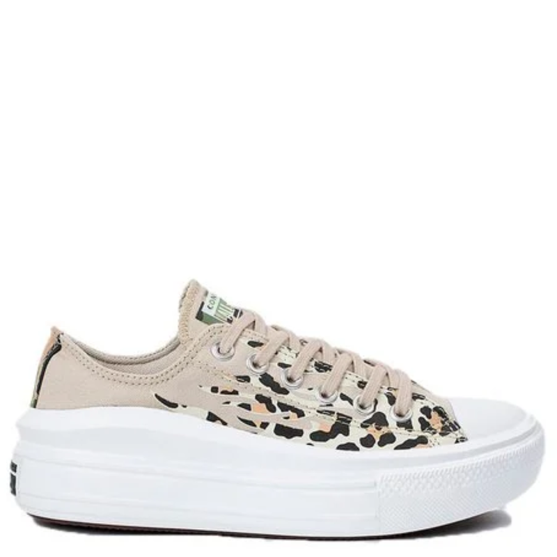 Tenis All Star Move Ox Flame Animal Print Bege Cano Baixo
