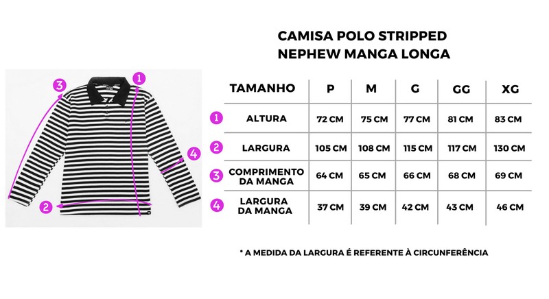 Camisa Polo Stripped Nephew Manga Longa Preto