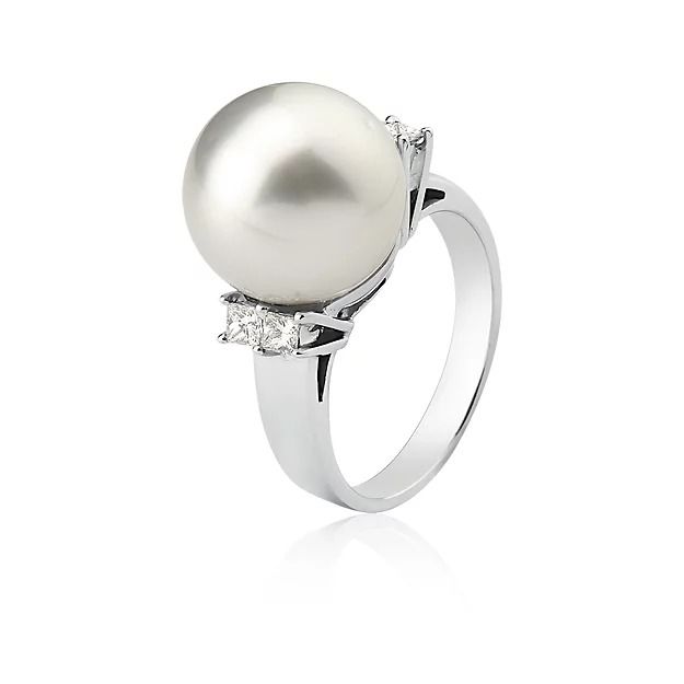 Anel Pérola South Sea Ouro Branco