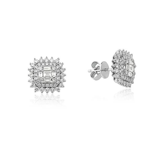 Brinco Diamante Quadrado Ouro Branco