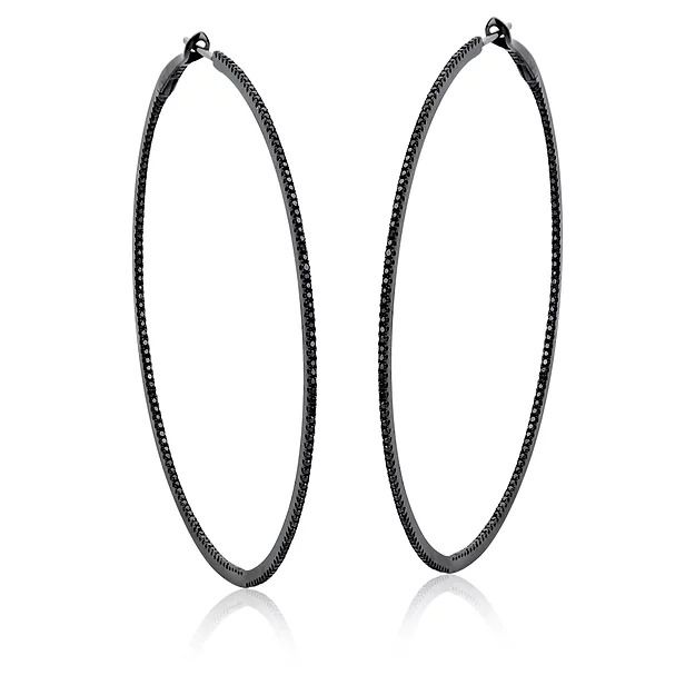 Brinco Argola Fina Diamante Negro