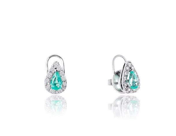 Brinco Gota Turmalina Paraíba e Diamantes Ouro Branco