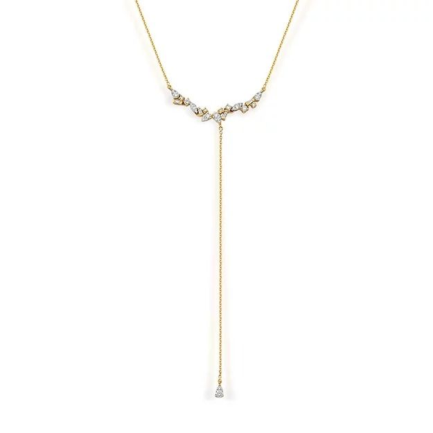 Colar Gravatinha Diamantes Ouro Amarelo