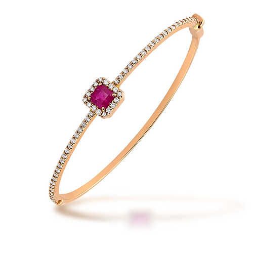 Bracelete Rubi Diamante Ouro Rosê 