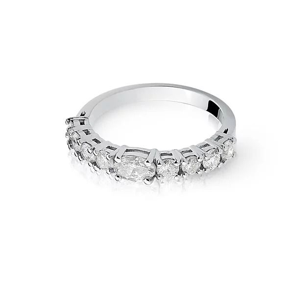 Meia Aliança Diamante Ouro Branco