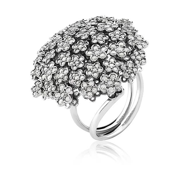 Anel Bouquet Diamantes Ouro Branco