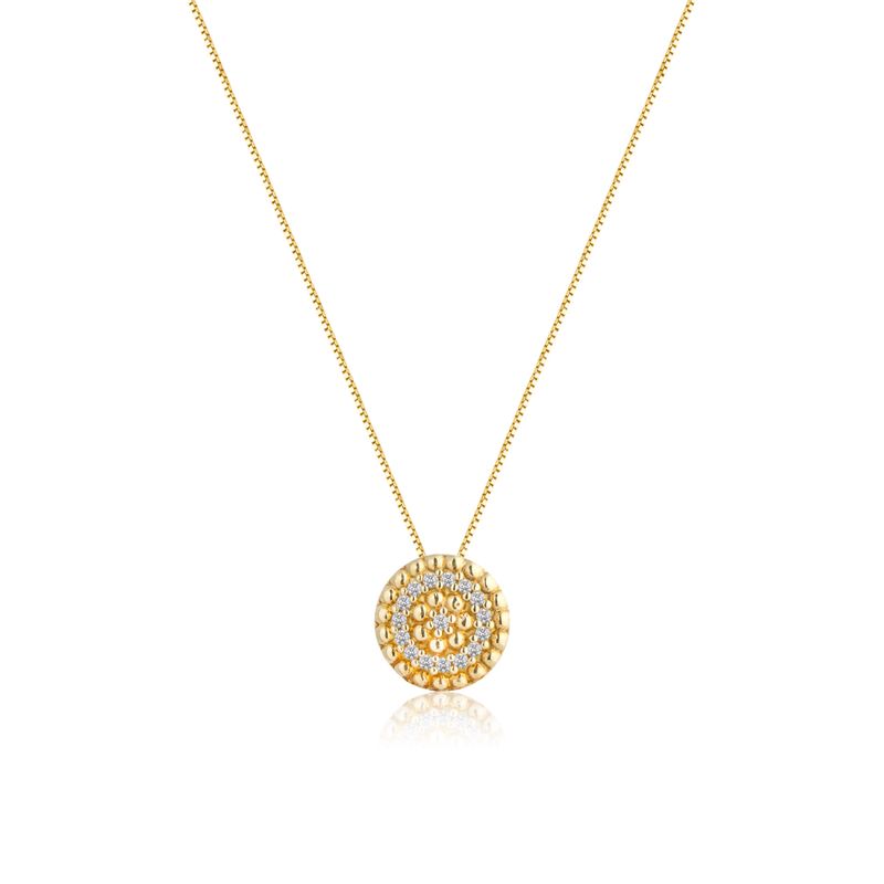 Colar com Pingente Bolinhas e centro pavê de Diamantes.