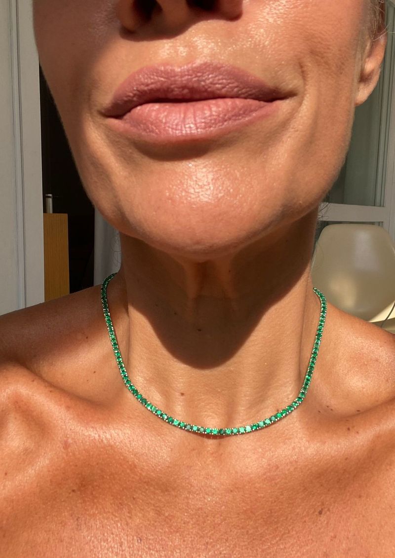 Colar Riviera Esmeraldas 12,02CTS em Ouro Branco