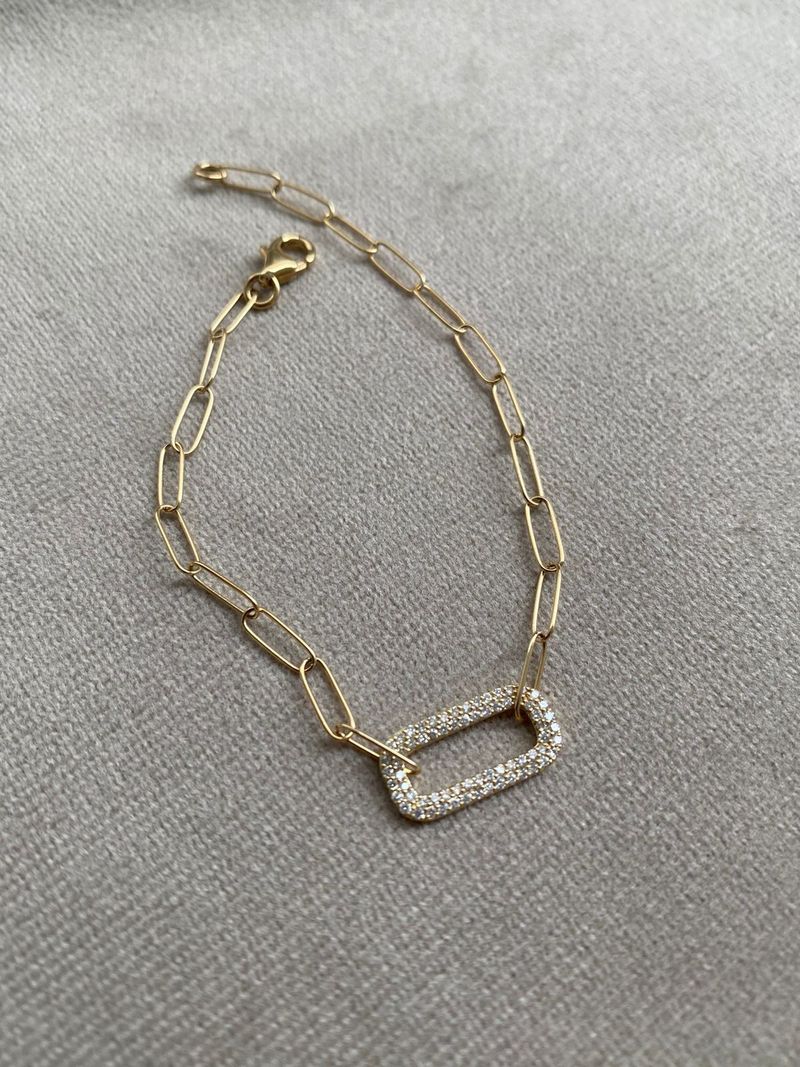 Pulseira com Elo pavê de Diamantes Ouro Amarelo