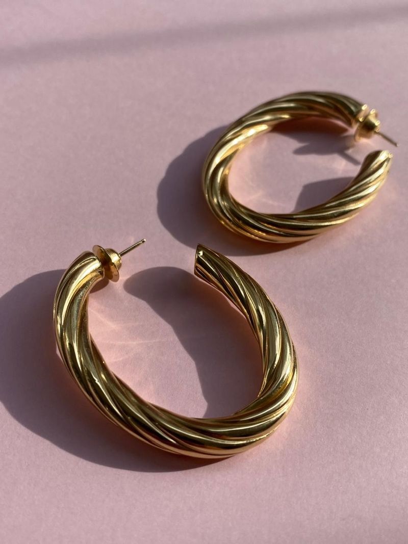 Brinco Argola Oval 48MM Ouro Amarelo 