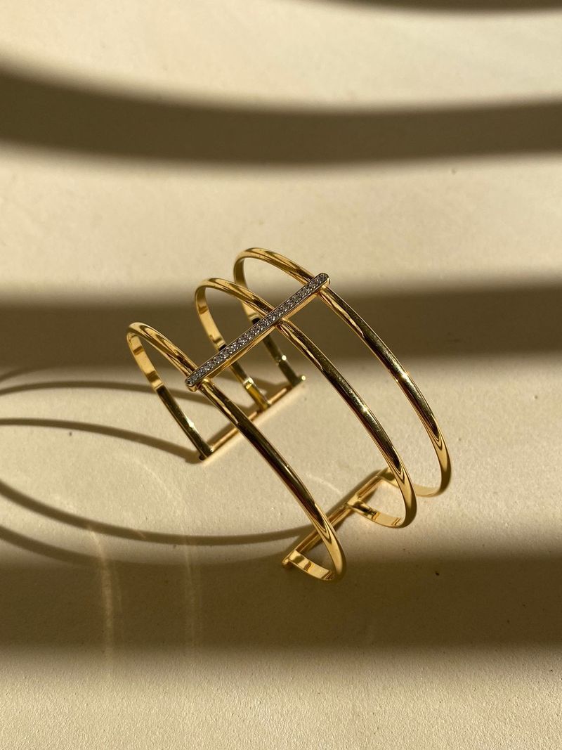 Bracelete 3 Fios com Diamantes Ouro Amarelo