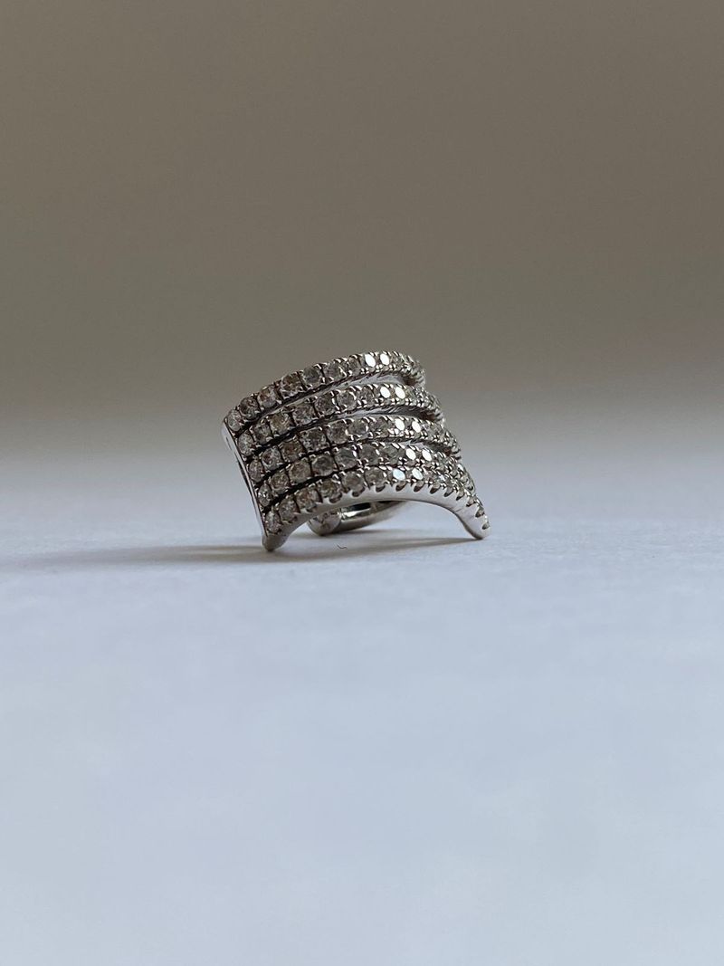Piercing 5 Fileiras de Diamantes Ouro Branco