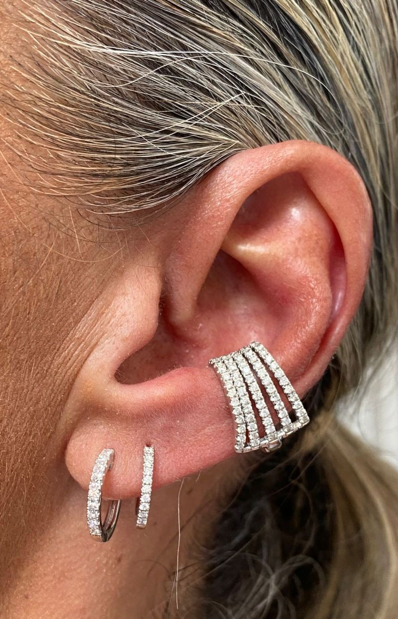 Piercing 5 Fileiras de Diamantes Ouro Branco