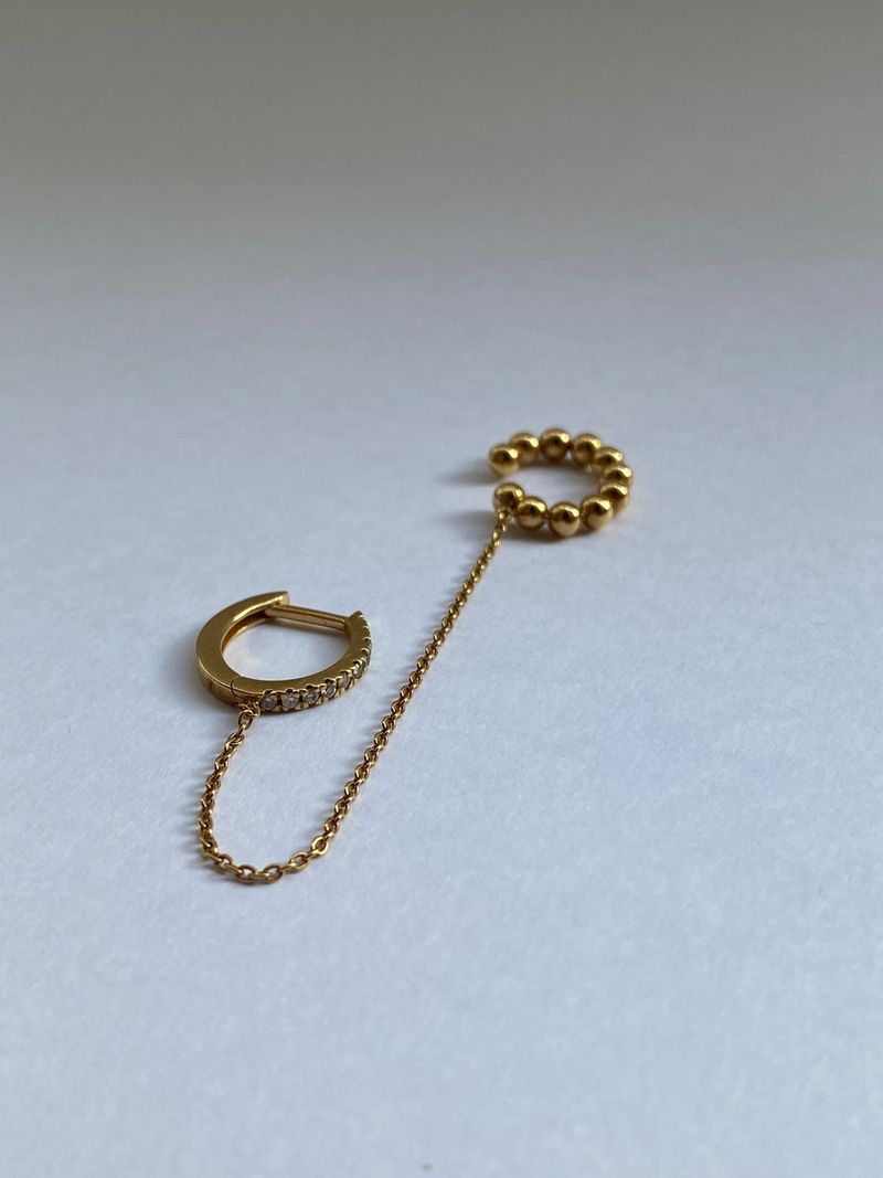 Brinco Argola Corrente Piercing Bolinhas