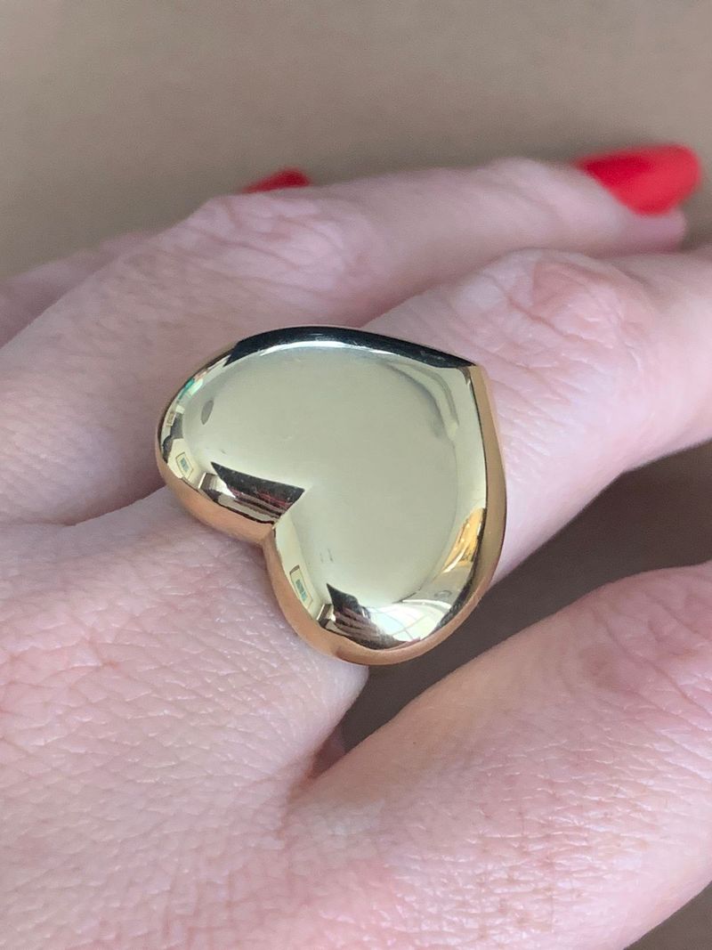 Anel Coração 22MM Ouro Amarelo 18k.