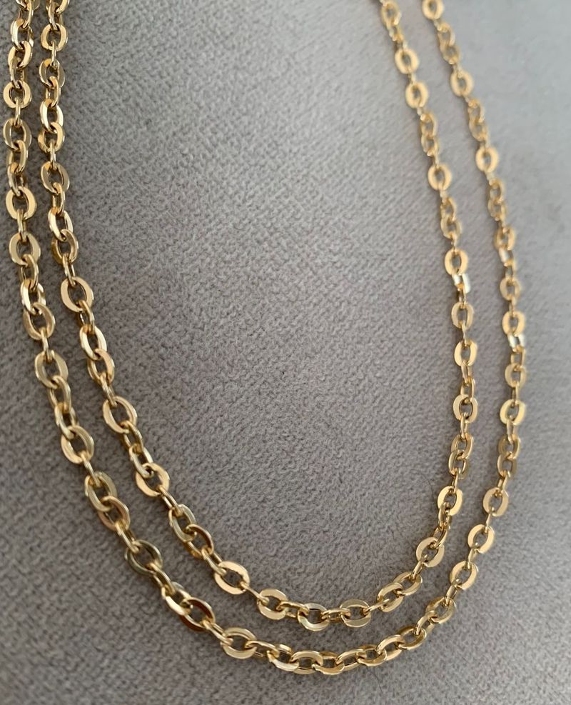 Corrente Elo Cadeado 50CM Ouro Amarelo