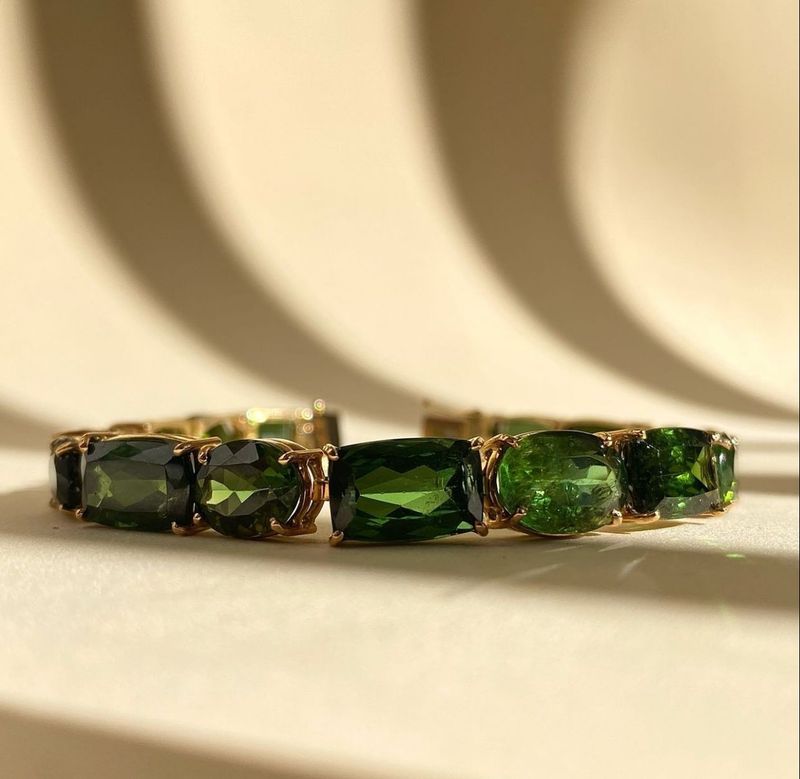 Pulseira Turmalina Verde Ouro Amarelo