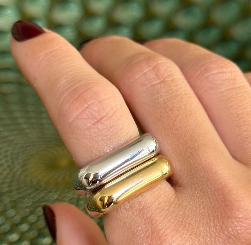 Anel Quadrado Ouro Amarelo