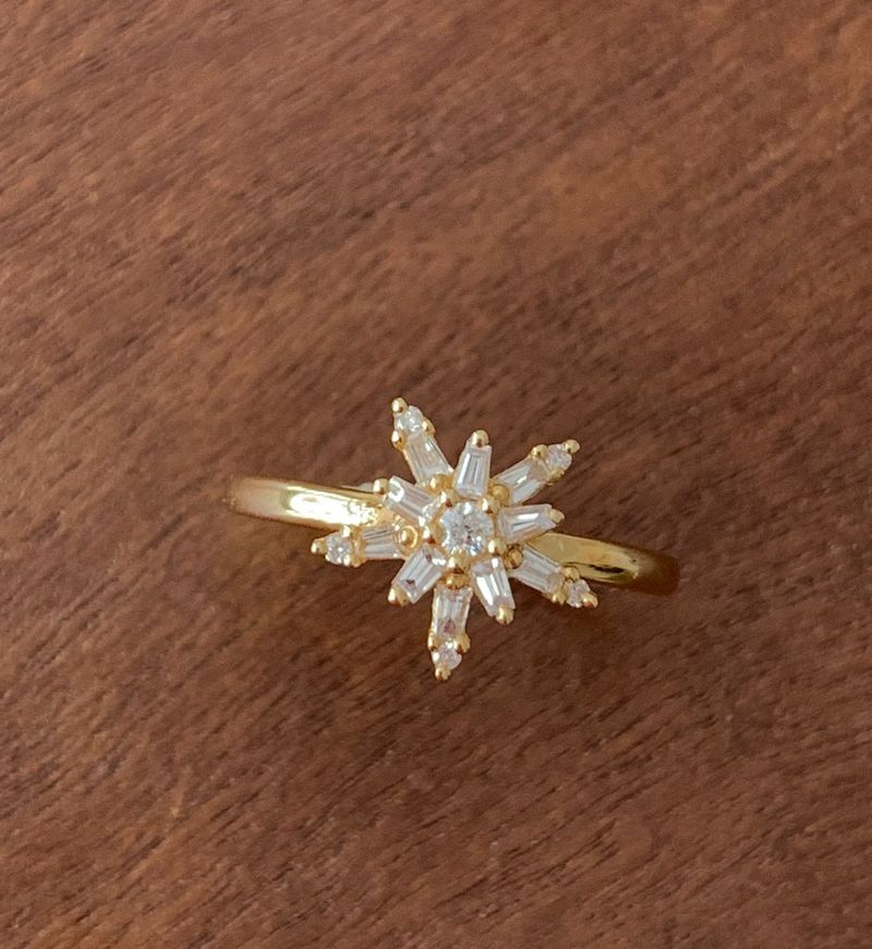 Anel Star Diamante Ouro Amarelo