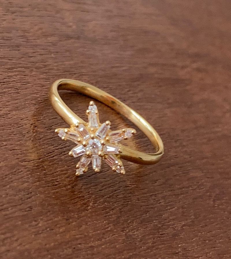 Anel Star Diamante Ouro Amarelo
