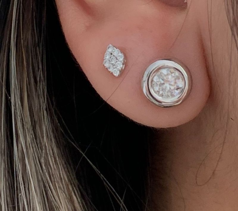 Brinco Solitário Diamante Ouro Branco