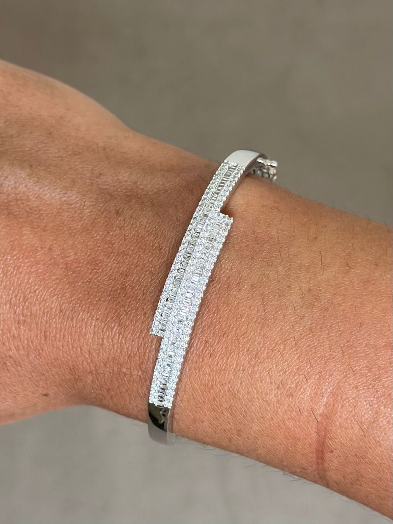 Bracelete Duplo Diamante Ouro Branco
