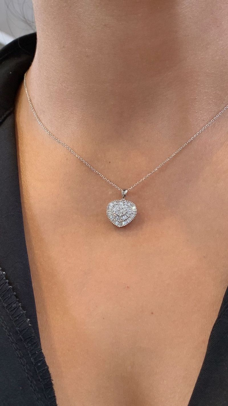Pingente Coração Diamante Ouro Branco
