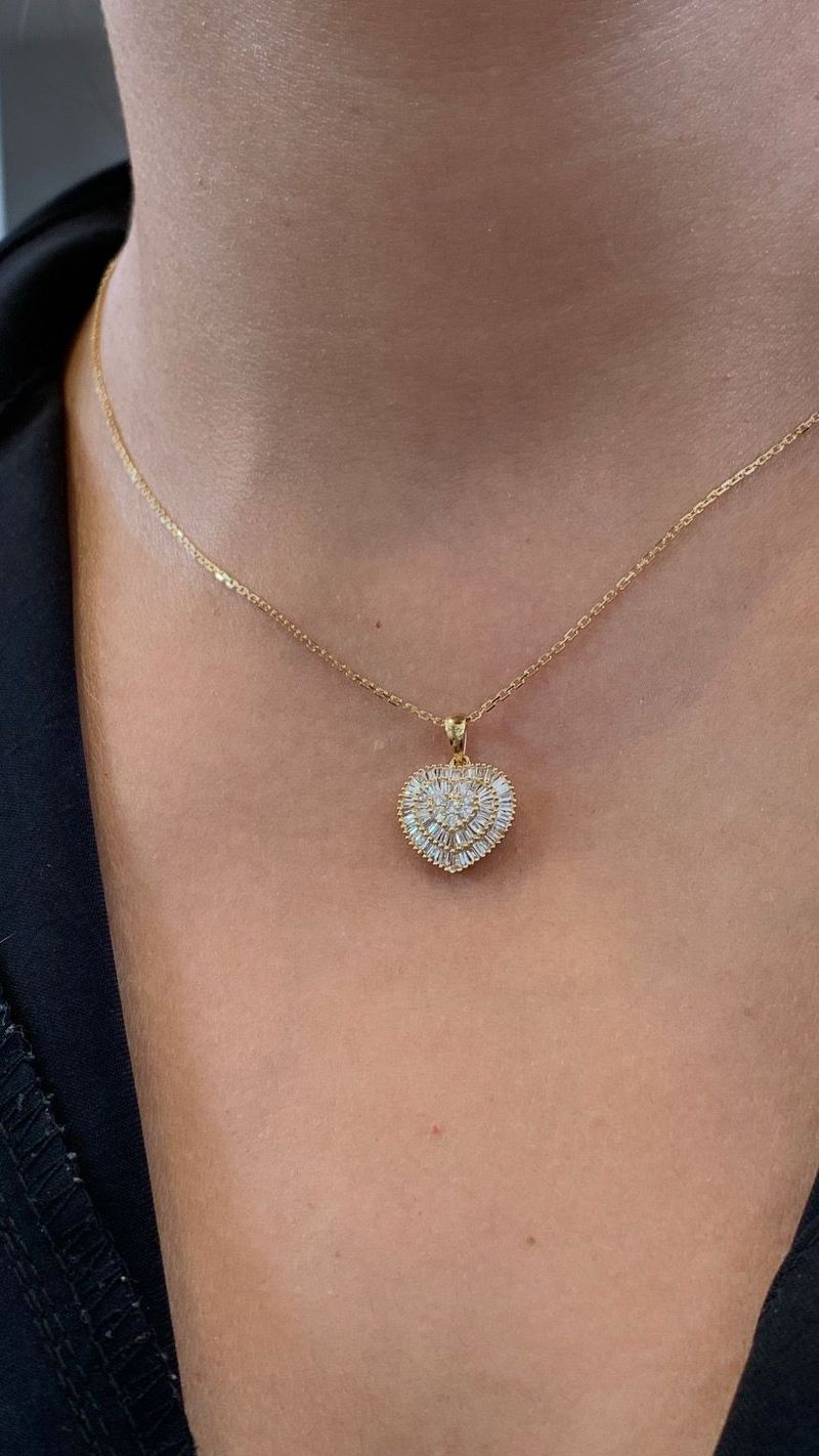Pingente Coração Diamante Ouro Amarelo 18k.