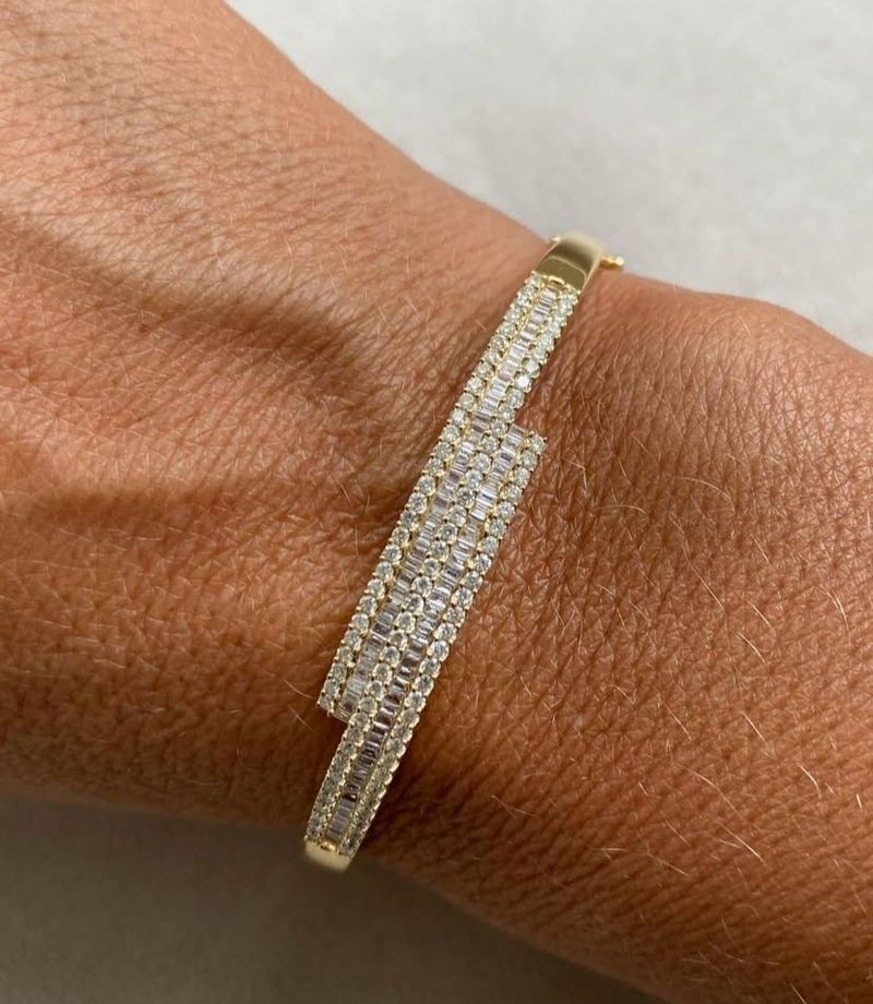 Bracelete Duplo Diamante  Ouro Amarelo