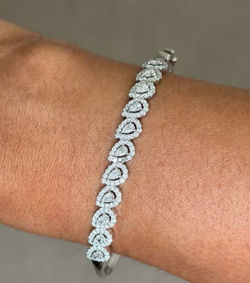 Bracelete Gotas Diamante em Ouro Branco