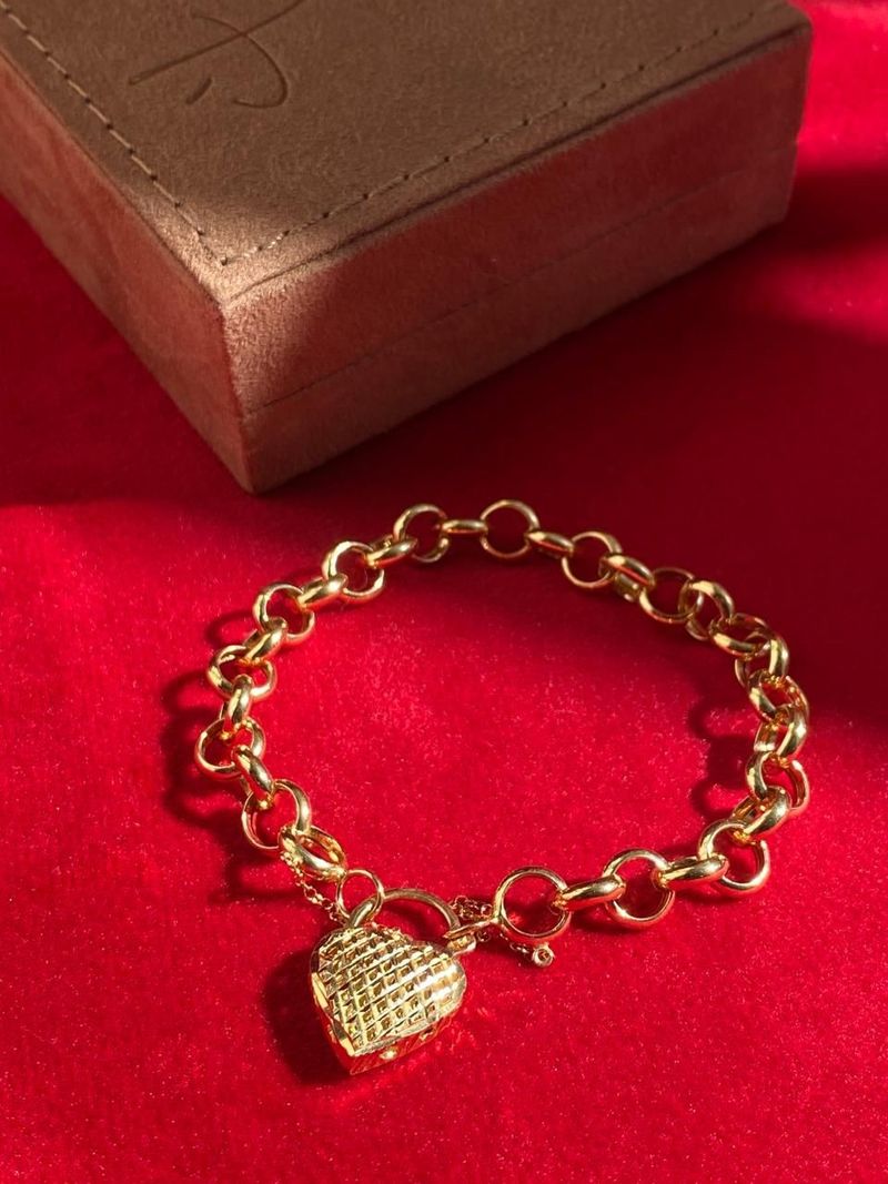 Pulseira Elos com Coração Ouro Amarelo