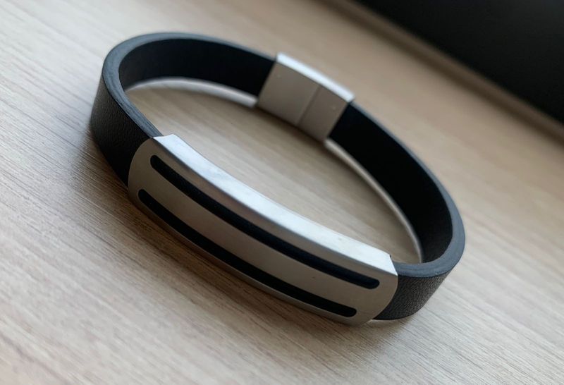 Bracelete Masculino Couro Liso Preto