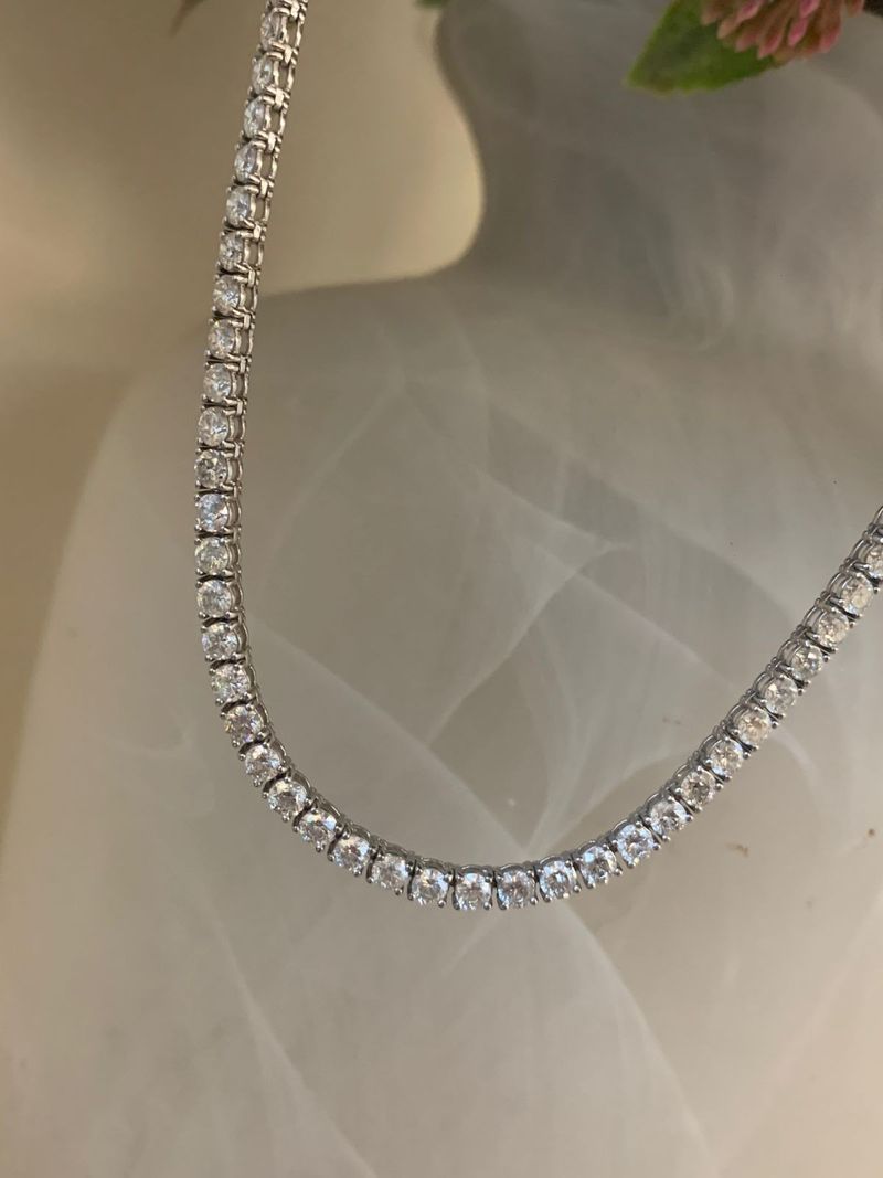 Colar Riviera Diamantes Ouro Branco