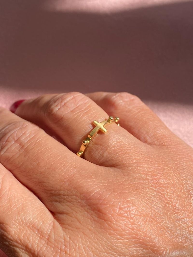 Anel Cruz Ouro Amarelo