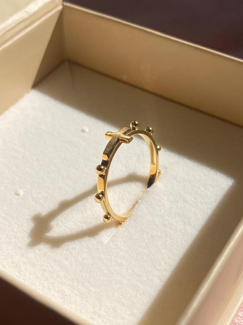 Anel Cruz Ouro Amarelo