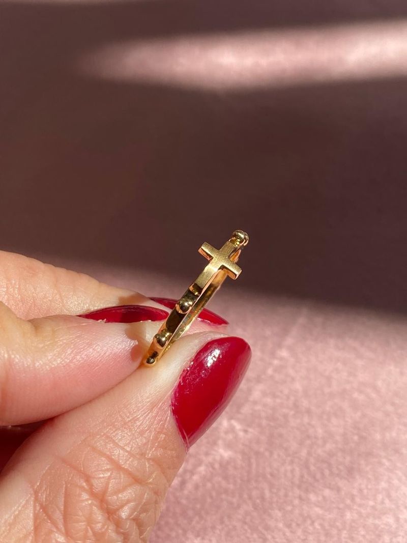 Anel Cruz Ouro Amarelo