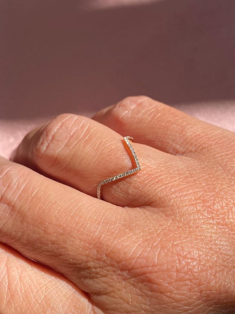 Anel Triângulo Diamante Ouro Rosê