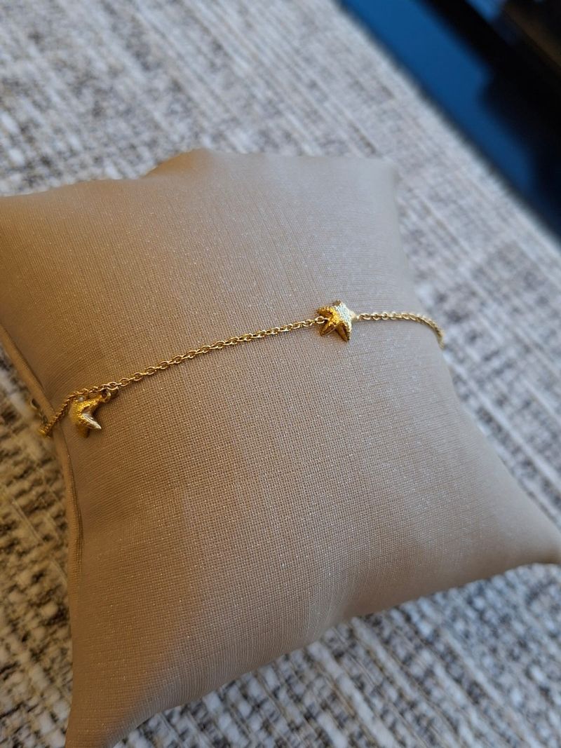 Pulseira Infantil 3 Estrelinhas Ouro Amarelo 