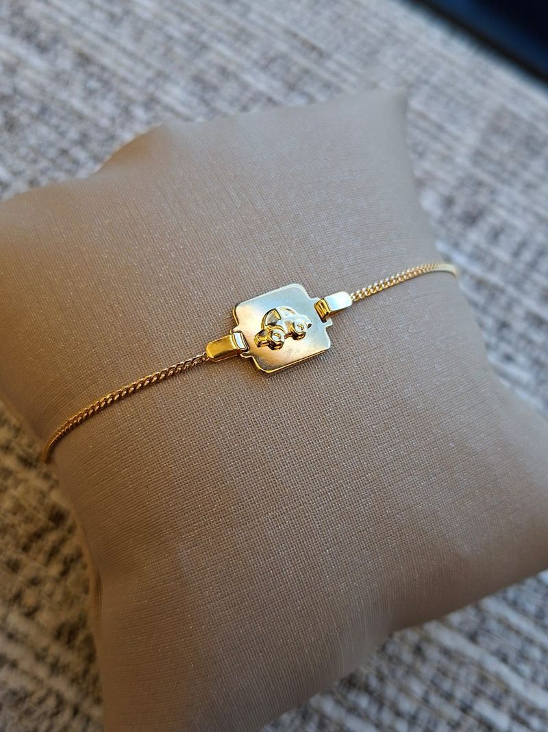 Pulseira Infantil Carrinho Ouro Amarelo