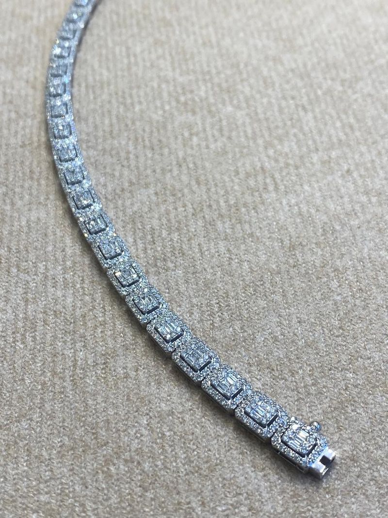 Pulseira Riviera Quadrada Diamante Ouro Branco