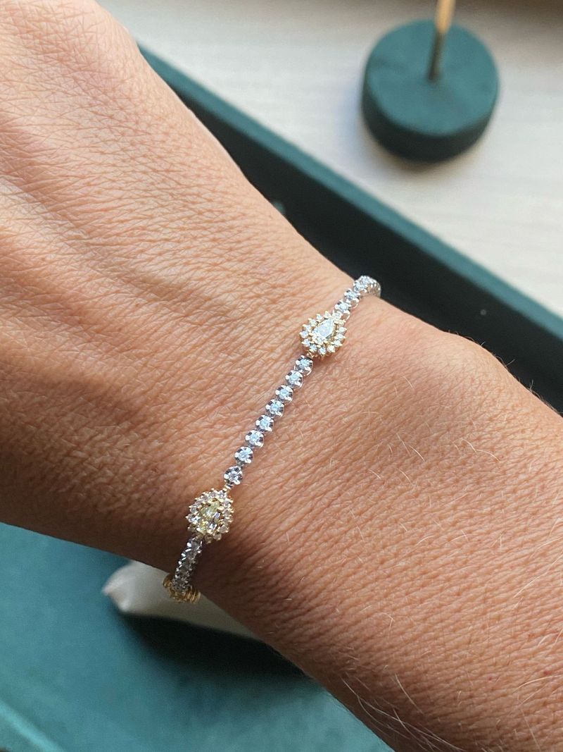 Pulseira Riviera Gotas Diamante Ouro Branco